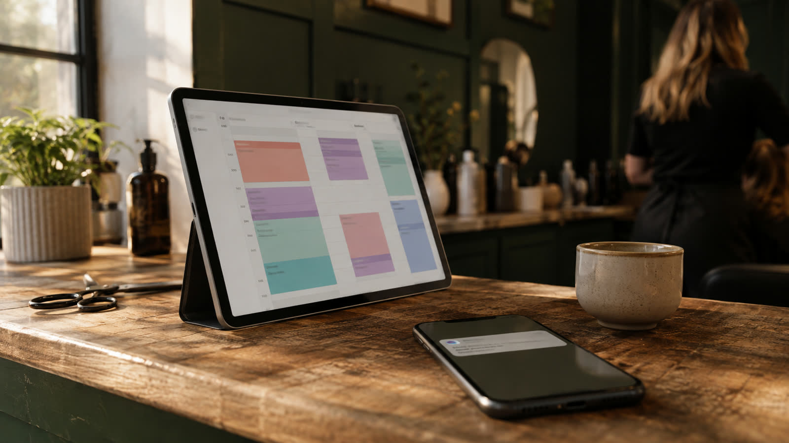 Agenda con un hueco liberado y notificaciones saliendo hacia varios clientes